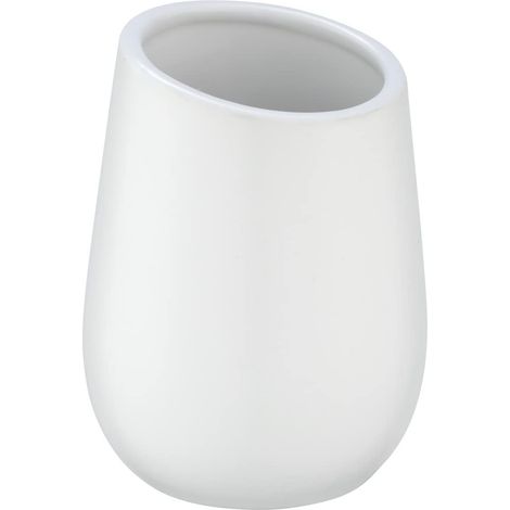 Gobelet Badi blanc céramique - Porte-brosse à dents pour la brosse à dents et la pâte dentifrice, Céramique, 8 x 11 x 8 cm, Blanc (1/5)