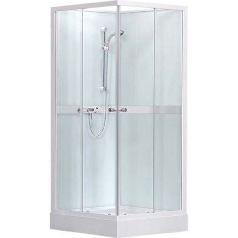 Project 90x90 cm cabina doccia quadrata in vetro con piatto doccia e profili, bianco (4000693)