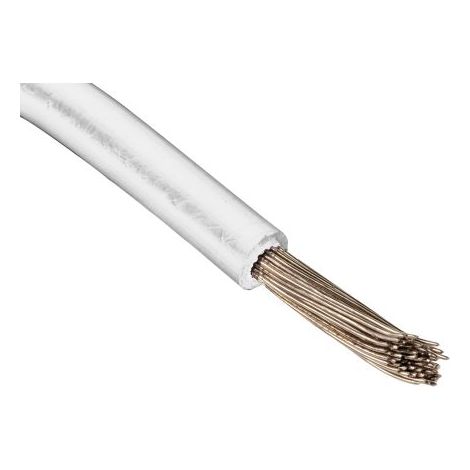 Fil électrique RS PRO 0,08 mm² 28 AWG, 300 V, ETFE Blanc, 50m ( Prix pour Bobine de 50 Mètres )