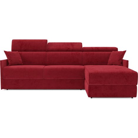 Miryam Ecksofa mit Matratze mit verstellbaren Kopfstützen aus weichem, fleckenabweisendem Stoff T31 252 cm rechts rot