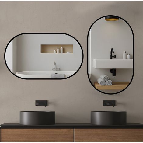 Specchio da bagno ovale 50 x 80 cm, installazione orizzontale o verticale DESVIAE (1/5)