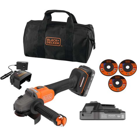 BLACK+DECKER Amoladora angular 115 mm con accesorios BCG6L8D2S (1/2)