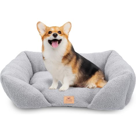 Coussin pour Chien de Taille Moyenne, Panier pour Chat, Tissu bouclé synthétique Lavable, Rembourrage Moelleux, 66 x 50 x 20 cm. Gris (1/5)