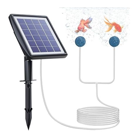 PChero Aérateur de bassin solaire - 2200 mAh - Batterie solaire - Pompe à oxygène pour aquarium - Alimentation efficace en oxygène pour bassin extérieur, jardin, hydroponie, pompe d'aération, (1/5)