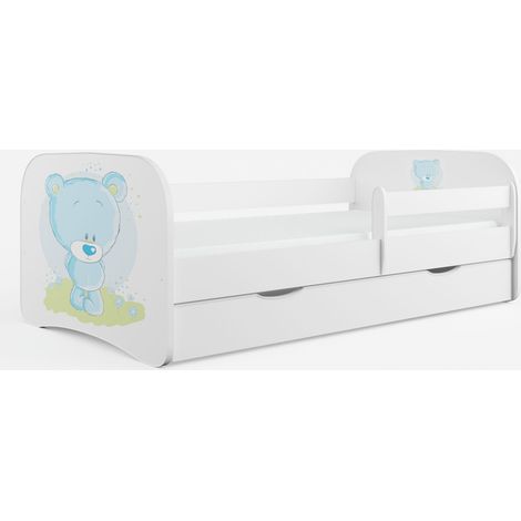 Lit 80x160 sommier et tiroir inclus Kocot Kids Babydream Ourson bleu - Blanc (1/5)