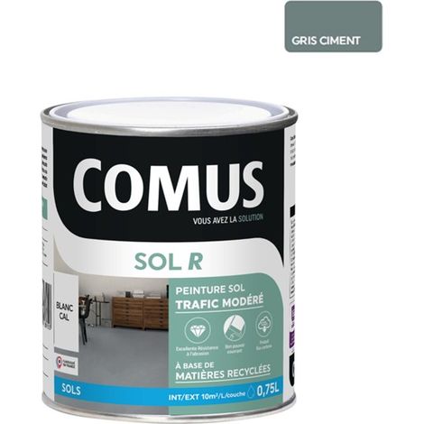 COMUS SOL R GRIS CIMENT 0,75L - peinture acrylique en phase aqueuse pour sols intérieurs et extérieurs pour trafic modéré (1/2)