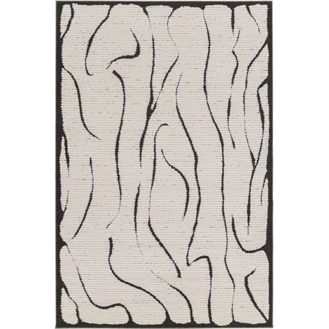 BOBOCHIC - Tapis poils ras COSMARA motif abstrait 120x170 Beige (1/5)