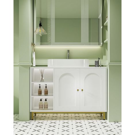 Mobile Lavabo, Mobile Contenitore, Mobile Bagno, Bianco (1/5)