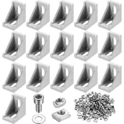 16 Pcs Equerre pour Profilé Aluminium 20x20, Support Connecteur avec Écrous Vis, Angles Cornière de Fixation pour Profilé (1/5)
