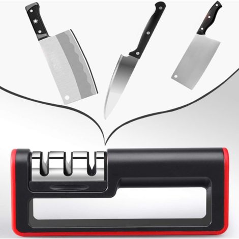 Aiguiseur de couteaux de cuisine manuel, avec base antidérapante en plastique (pour couteaux Santoku et ciseaux), en acier au tungstène et revêtement céramique. (1/5)