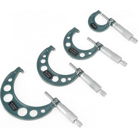 4 pièces micromètres extérieurs métriques 0‑100mm pour mesure d'épaisseur avec étui (1/5)