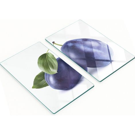 Tableros de vidrio decorativos multifuncionales con estampado de ciruelas, 2x30x52 cm