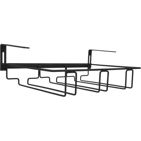 Porte-verres mural 3 espaces ajustable en fer pour cuisine et bar - Support pour rangement de verres sous placard (1/5)