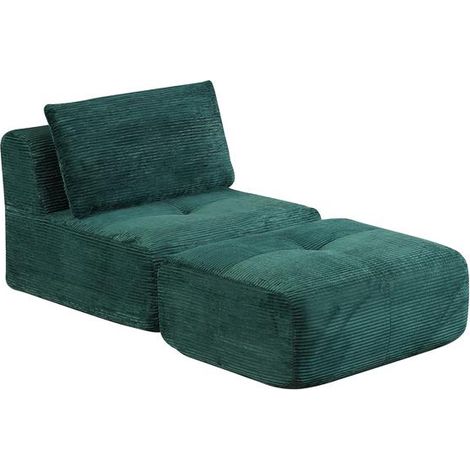 Sofa 1-Sitzer Relaxsessel mit Hocker, Cordstoff, ohne Montage (1/5)