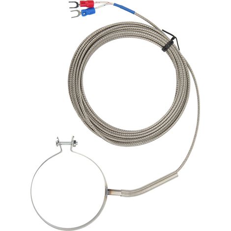 Thermocouple en acier inoxydable 60 mm, capteur de température de type CK 0-400 °C avec interface filetée, usage industriel, 4 m / 13,1 pi. (1/5)