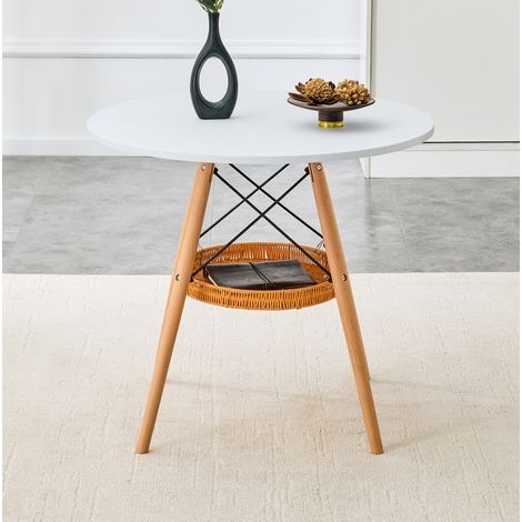 Runder Esstisch mit Stauraum Ø80 cm MDF Holz OKMYHOME (1/5)