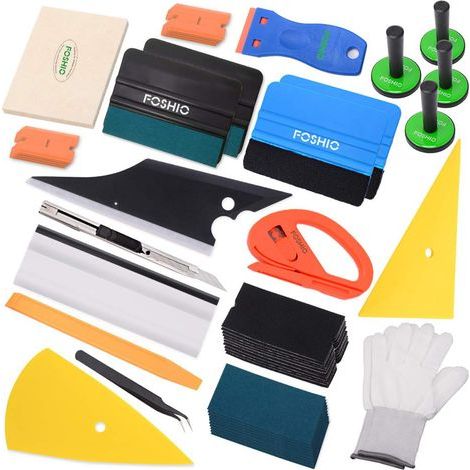 Kit de Vinyl Film Wrapping Application Set Kit comprennent 4 Pouces de Carte de raclage Snitty Cutters racleurs Rasoir Tweezers Art Couteau 10 et 10 (1/4)