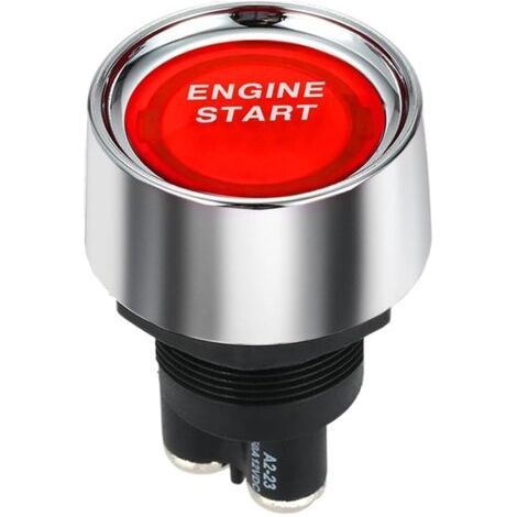 Start Engine Button car Dc 12v 50a Red Car Start Engine Button Light Switch Push Start Ignition Switch for Racing Sport (ON)-Off momentary Switch (Red) (1/5)