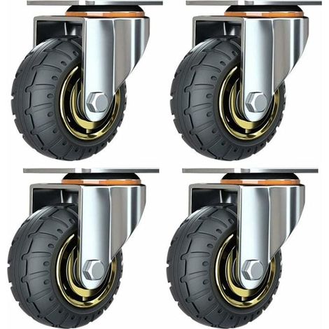 Kit of 4 universal 3 inch wheels without brakes Silent trolley wheels Universal wheels 75mm Swivel wheels Industrial plate wheels Transport Furniture casters (1/5)