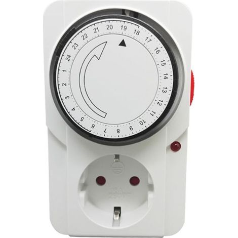 Minuterie Programmable,Programmeur journalier mécanique inter.Voyant 3000 W.Prise programmateur journalier mécanique, couleur blanc,16A (1/4)