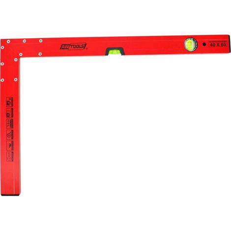 Escuadra vertical y horizontal Awtools 40x60cm, herramienta de medición profesional en acero resistente, ideal para comprobar nivel y ángulos rectos en carpintería y obra