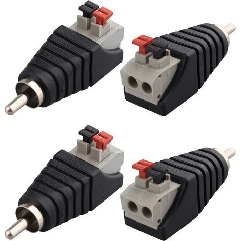 Juego de 4 conectores RCA macho y hembra para altavoces de fono a AV, 2 terminales hembra, vídeo y audio, 5,5 x 2,1 mm (1/4)