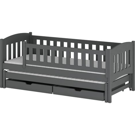 LIT EN BOIS AVEC LIT D'APPOINT ET TIROIRS LOTUS - Gris foncé