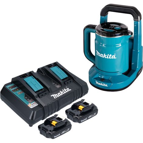 Makita DKT 360 PY2 Bouilloire sans fil 36 V ( 2x 18 V ) 0,8 L + 2x batterie 1,5 Ah + chargeur double