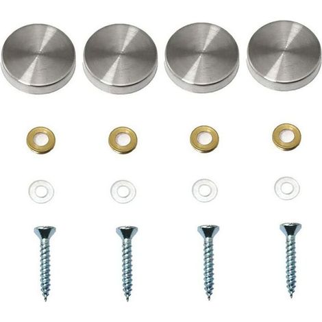 Lot de 4 vis décoratives pour miroir, capuchons décoratifs pour clous, vis décoratives en acier inoxydable poli pour miroirs, armoires ou meubles en verre(0,79"/20 mm) (1/4)