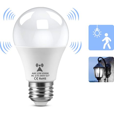 Ampoule LED intelligente E27 6500K, avec radar et capteur de mouvement, 220V 12W, détection micro-ondes, matériau PC + aluminium. (1/5)