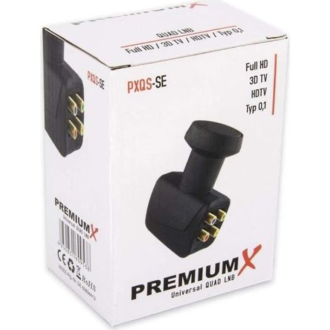 PremiumX Quad LNB PXQS-SE Black Edition SAT DVB-S2 HDTV 4K pour 4 récepteurs