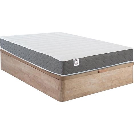 Set 140x200cm rete vano Naturale chiaro + mater. memory foam HD e Tess. 3D trasp. sp.18cm  - HEAVEN di DREAMEA