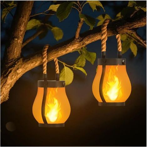 Lampes solaires à effet flamme vacillante, lot de 2, pour décoration de jardin (Black Friday) 1 1 (1/5)