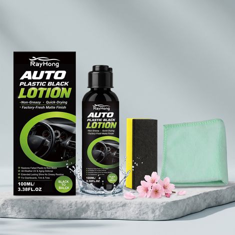 Car Plastic Black Renewal Emulsion, Interior and Exterior Plastic Polishing and Refurbishing Cleaning and Gloss Care Solution -- 100ML1 + Towel1 + Sponge1 (1/5)