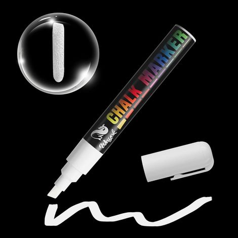 1pcs Feutres Pour Tableau Blanc, Marqueur Essuyable à Sec et Humide, Stylos à Craie Pour Verre, Marquer Pour Vitres, Marqueur Craie Double Pointe Pour Tableaux Blancs 6mm - Blanc (1/5)