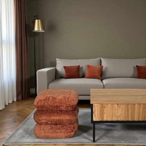 Pouf pivotant terracotta effet coussins empilés IENA (1/5)