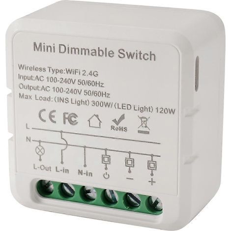 Module variateur intelligent WiFi Tuya compatible avec le contrôle bidirectionnel des lumières LED. Fonctionne avec fo (1/5)