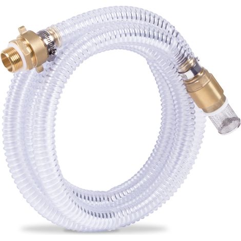 Vonroc – Tuyau d'aspiration pour pompe – 4m x 25mm – Pression max 6 bar – Transparent pour contrôle qualité eau (1/2)