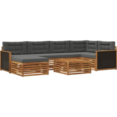 Set di divani da esterno 7 pz Naturale e Antracite vidaXL (1/5)