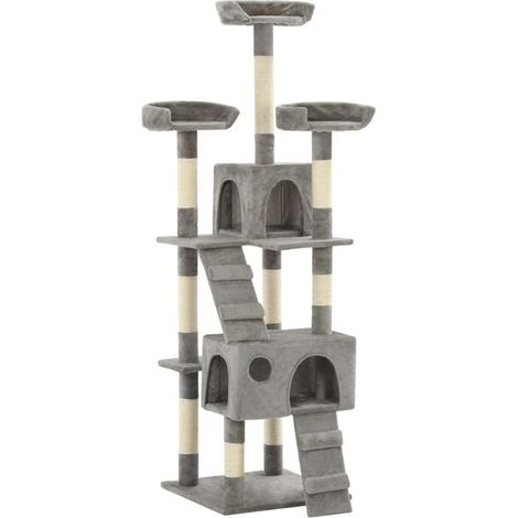 Arbre à chat avec poteau à griffes en sisal, 170 cm, gris
