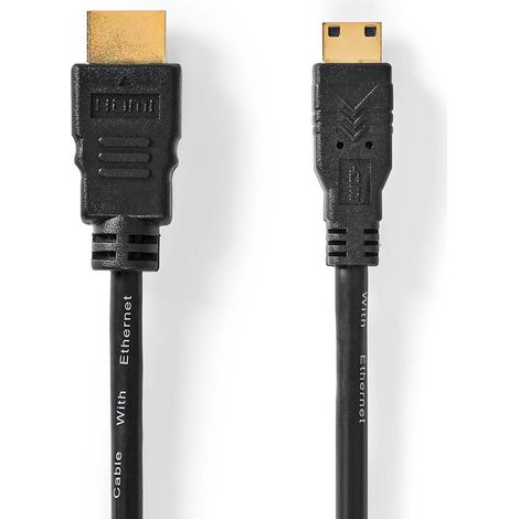 Cable HDMI™ de alta velocidad con Ethernet  Conector HDMI™  Miniconector HDMI™  4K@30Hz  10,2 Gbps  2,00 metros  Redondo  PVC  Negro  Caja
