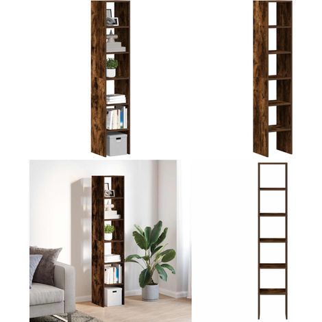 vidaXL Bücherregale 2 Stk. Stapelbar Räuchereiche 30x30x80 cm (1/5)