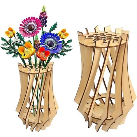 Hier ist die natürlichere und flüssigere deutsche Übersetzung:

2-teiliges Blumenvasen-Set aus Holz, 3D-Puzzle-Blumenständer für K