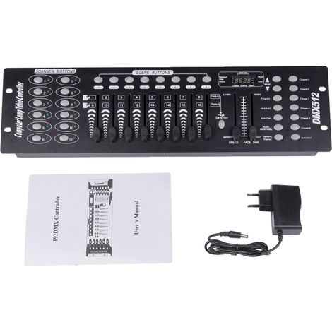 Controlador DMX 512, 192 canales, escenas programables, negro. (1/2)