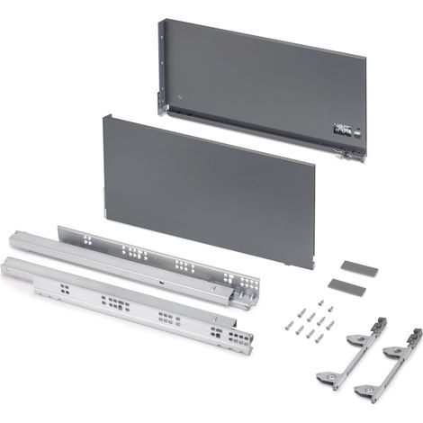 Emuca Cassetto esterno Vertex 60kg, altezza 242 mm, profondità 500 mm, Acciaio, Grigio antracite