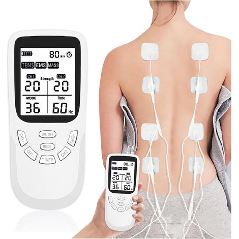 3 EN 1 TENS EMS Electrostimulateur Musculaire de Canaux Double pour soulager les douleurs et stimuler les Abdominaux, Fesses, Pectoraux, 36 programmes de Massage + 8 électrodes (1/5)