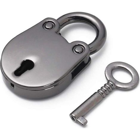 Mini Vorhängeschloss mit Schlüssel für Gepäck, Schrank, Rucksack, Schwarz