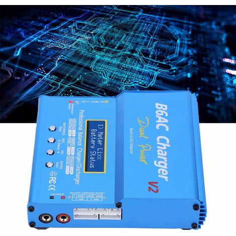 Ladegerät für das Modellflugzeug B6 IMAX B6AC V2, 80 W 7 A mit intelligenter Balancer-Funktion, blau, europäischer Standard 220 V (1/5)