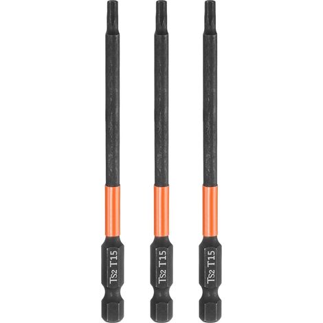 3Pcs Embout Tournevis Torx T15 1/4" Hex Shank Longueur 4" (100mm) (1/5)