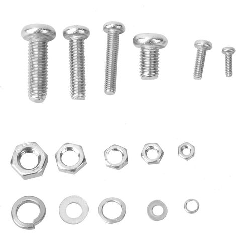 Kit visserie 240 pièces vis cruciformes écrous rondelles M2 M2.5 M3 M4 M5 acier inoxydable (1/5)